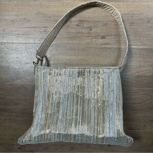 reCharkha‎ | NWT Upcycled Handwoven Elegant Silver and Gold Women's Bag Purse